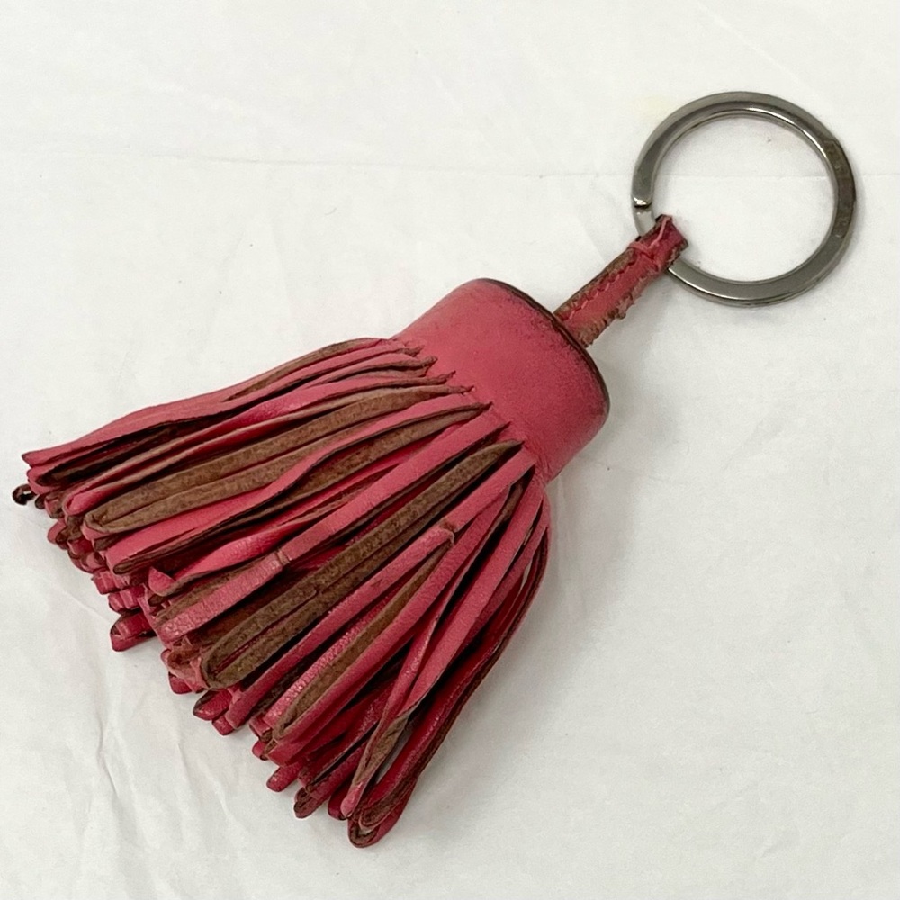 Hermes Pink Carmen Leather Tassel Key Holder/Bag Charm